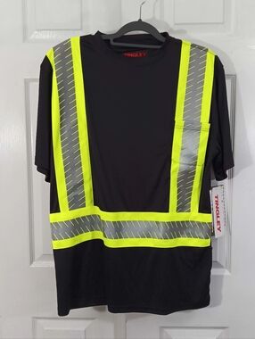 Tingley Hi-Vis Men's Large Safety Short Sleeve T Shirt Pocket Workwear Utility
